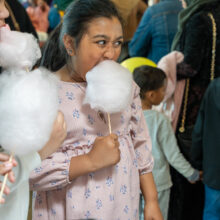 Eid party candyfloss eating